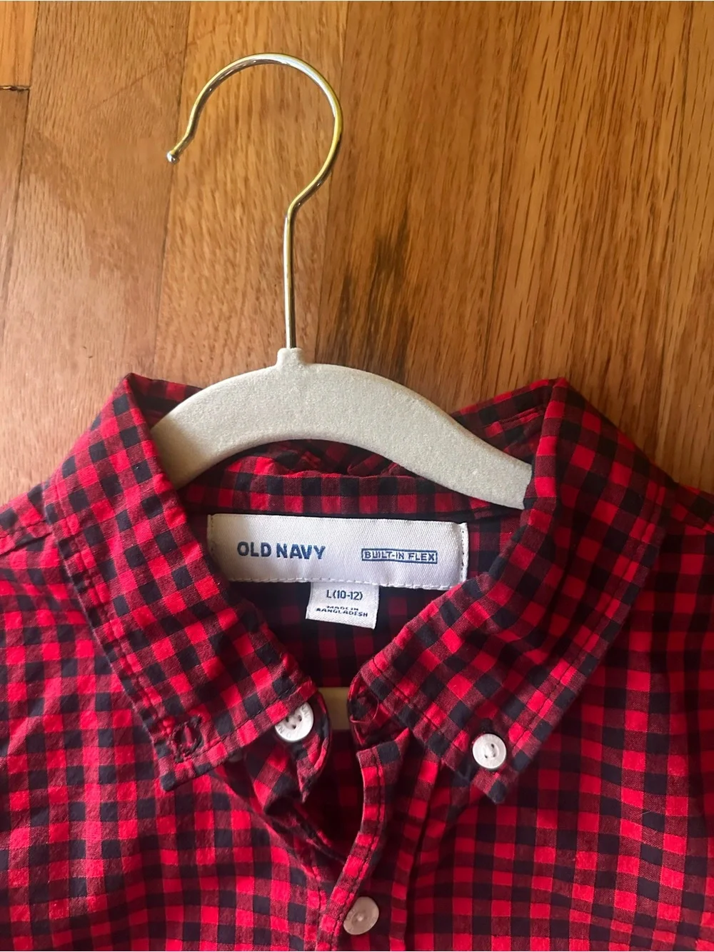 Old Navy Red and Black Check Button-Down Shirt for Boy